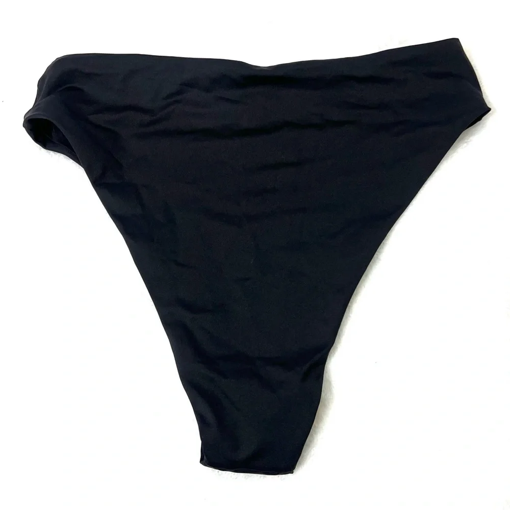 SKIMS Recycled Swim Mid Waist Bottoms in Onyx Black Size M New